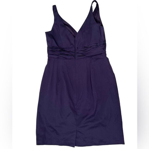 David’s Bridal Purple Short V-Neck Ruched Bridesmaid Dress A-Line Wedding Formal - Picture 2 of 7